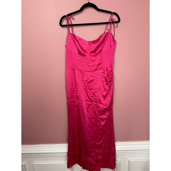 NEW NWT Reformation Marguerite Silk Dress Pink Size 12 - Picture 6 of 7